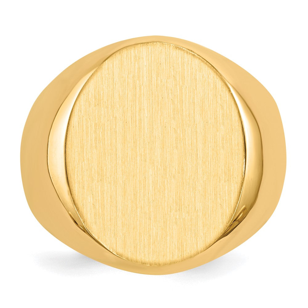 Gold Polished Circle Closed Back Signet Ring — 18.5x16 mm