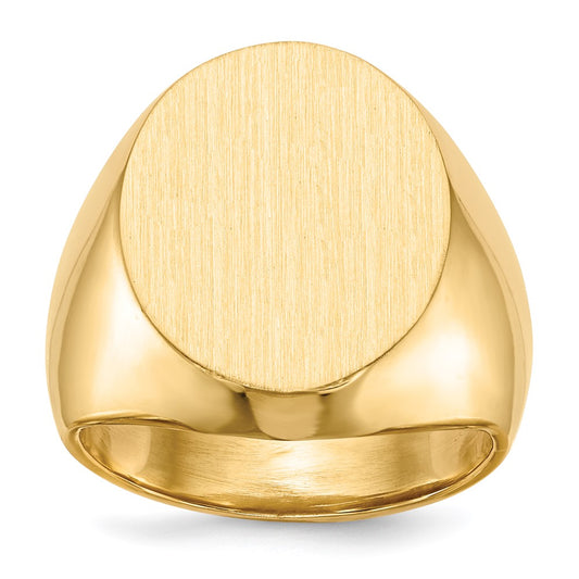 Gold Polished Circle Closed Back Signet Ring — 18.5x16 mm