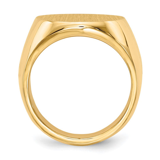 Gold Polished Circle Closed Back Signet Ring — 19.5x17.5 mm
