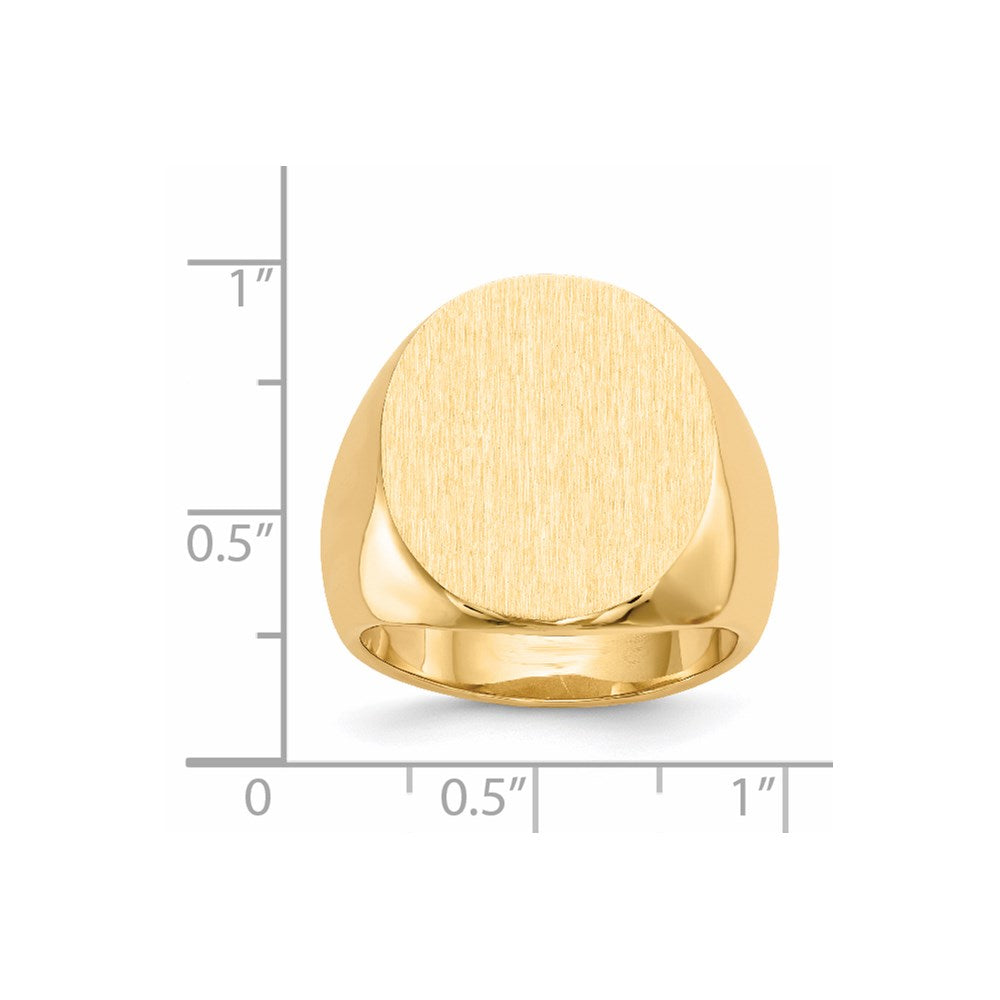 Gold Polished Circle Closed Back Signet Ring — 19.5x17.5 mm