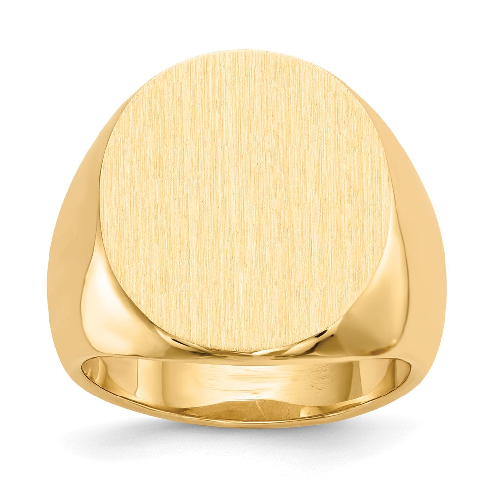 Gold Polished Circle Closed Back Signet Ring — 19.5x17.5 mm