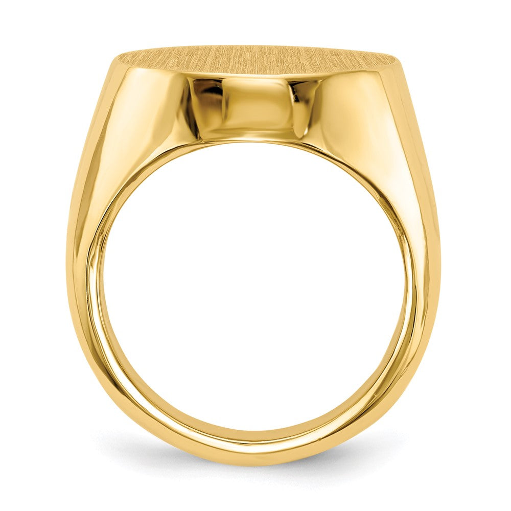 Gold Polished Circle Closed Back Signet Ring — 20x18 mm