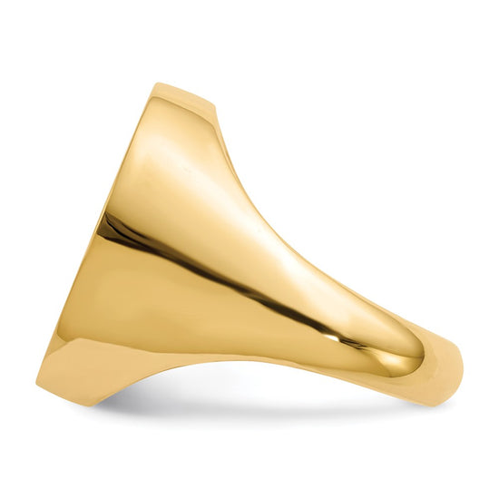 Gold Polished Circle Closed Back Signet Ring — 20x18 mm