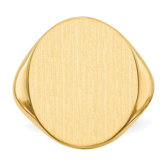 Gold Polished Circle Closed Back Signet Ring — 20x18 mm