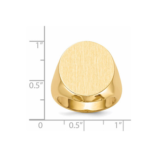 Gold Polished Circle Closed Back Signet Ring — 20x18 mm