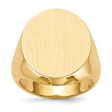 Gold Polished Circle Closed Back Signet Ring — 20x18 mm
