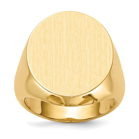 Gold Polished Circle Closed Back Signet Ring — 20x18 mm