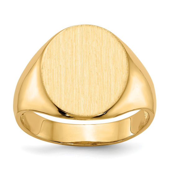 Gold Polished Circle Open Back Signet Ring