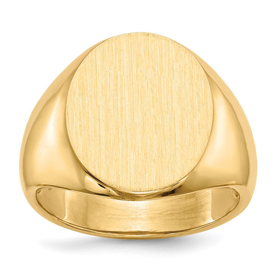 Gold Polished Circle Open Back Signet Ring — 14k Yellow Gold