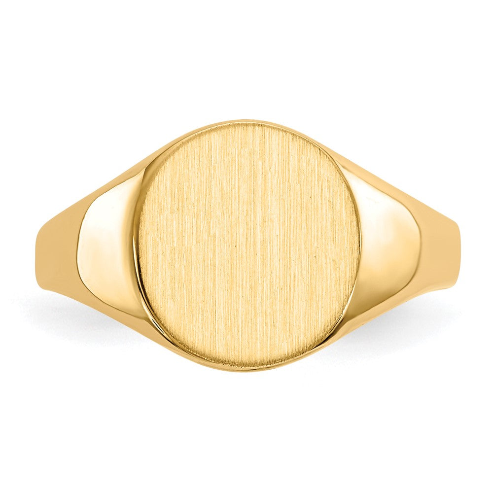 Gold Polished Circle Closed Back Signet Ring — 10x9.5 mm