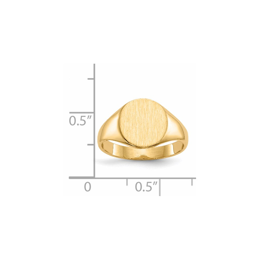 Gold Polished Circle Closed Back Signet Ring — 10x9.5 mm