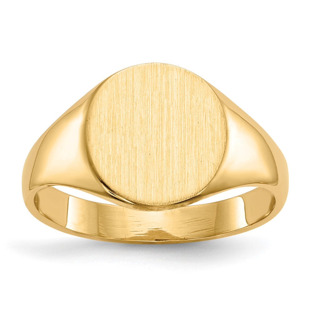 Gold Polished Circle Closed Back Signet Ring — 10x9.5 mm