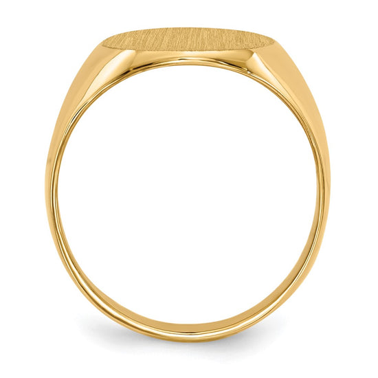 Gold Polished Circle Closed Back Signet Ring — 13.5x12 mm