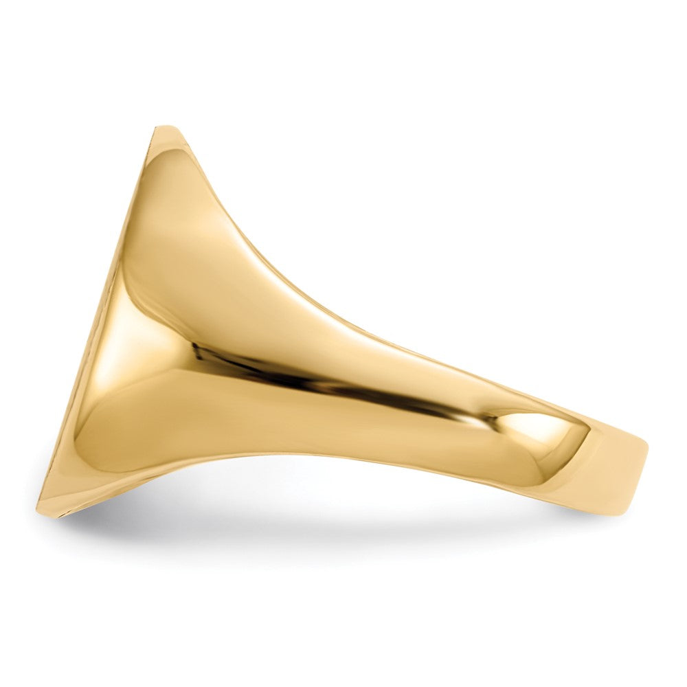 Gold Polished Circle Closed Back Signet Ring — 13.5x12 mm