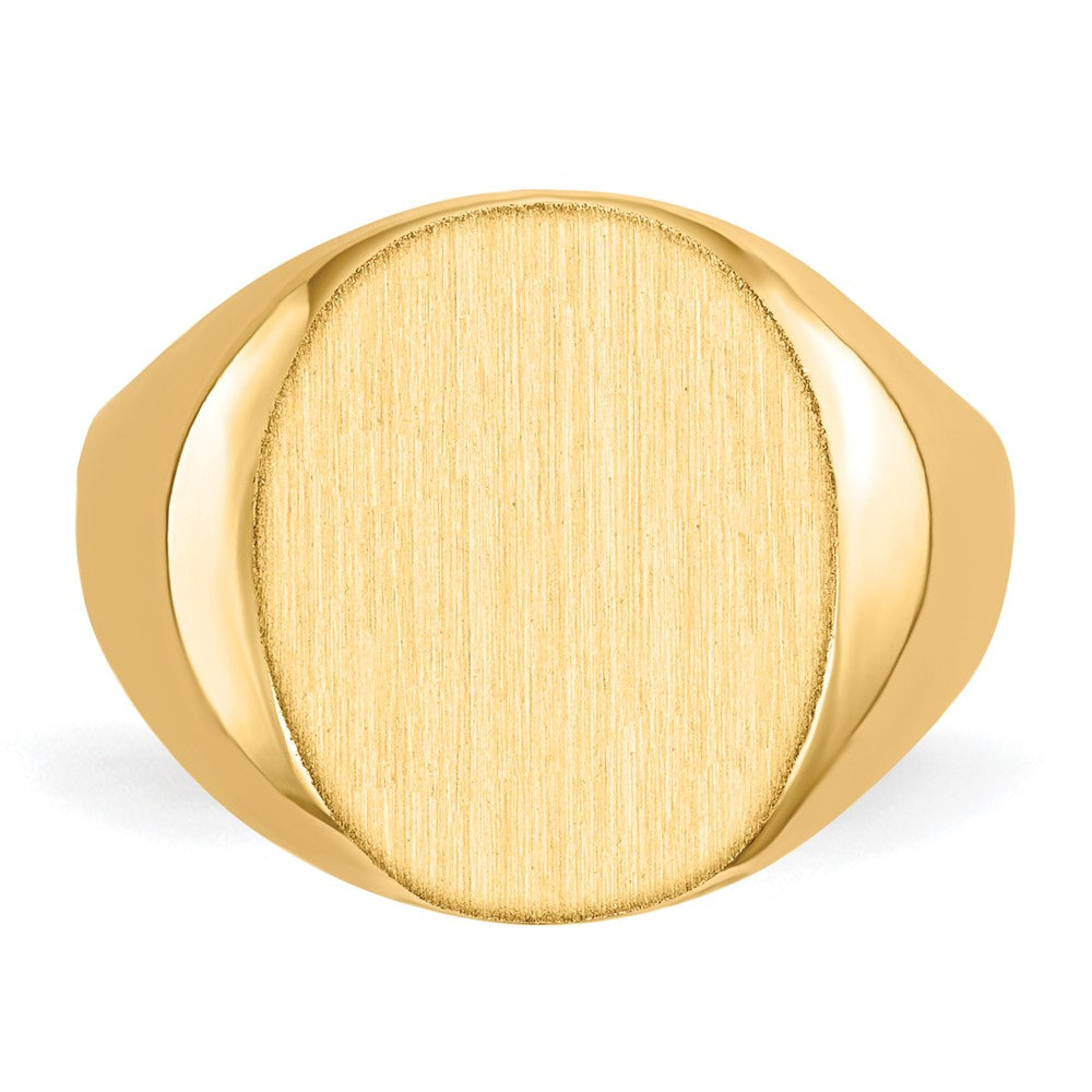 Gold Polished Circle Closed Back Signet Ring — 13.5x12 mm