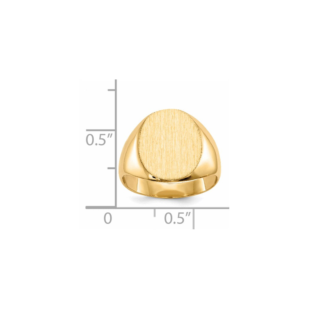 Gold Polished Circle Closed Back Signet Ring — 13.5x12 mm
