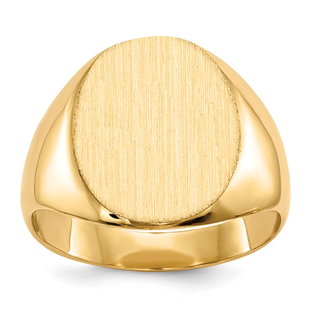 Gold Polished Circle Closed Back Signet Ring — 13.5x12 mm
