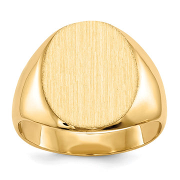 Gold Polished Circle Closed Back Signet Ring — 13.5x12 mm