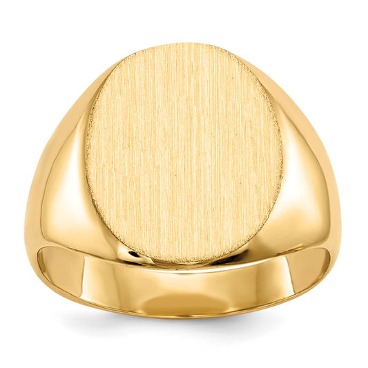 Gold Polished Circle Closed Back Signet Ring — 13.5x12 mm