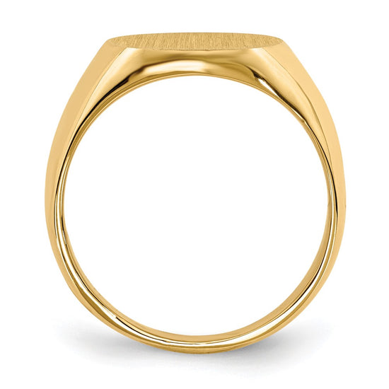 Gold Polished Circle Closed Back Signet Ring — 14x12.5 mm