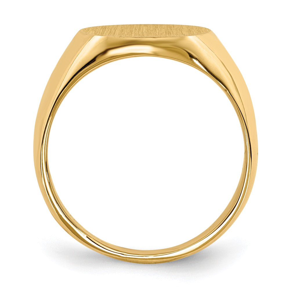 Gold Polished Circle Closed Back Signet Ring — 14x12.5 mm