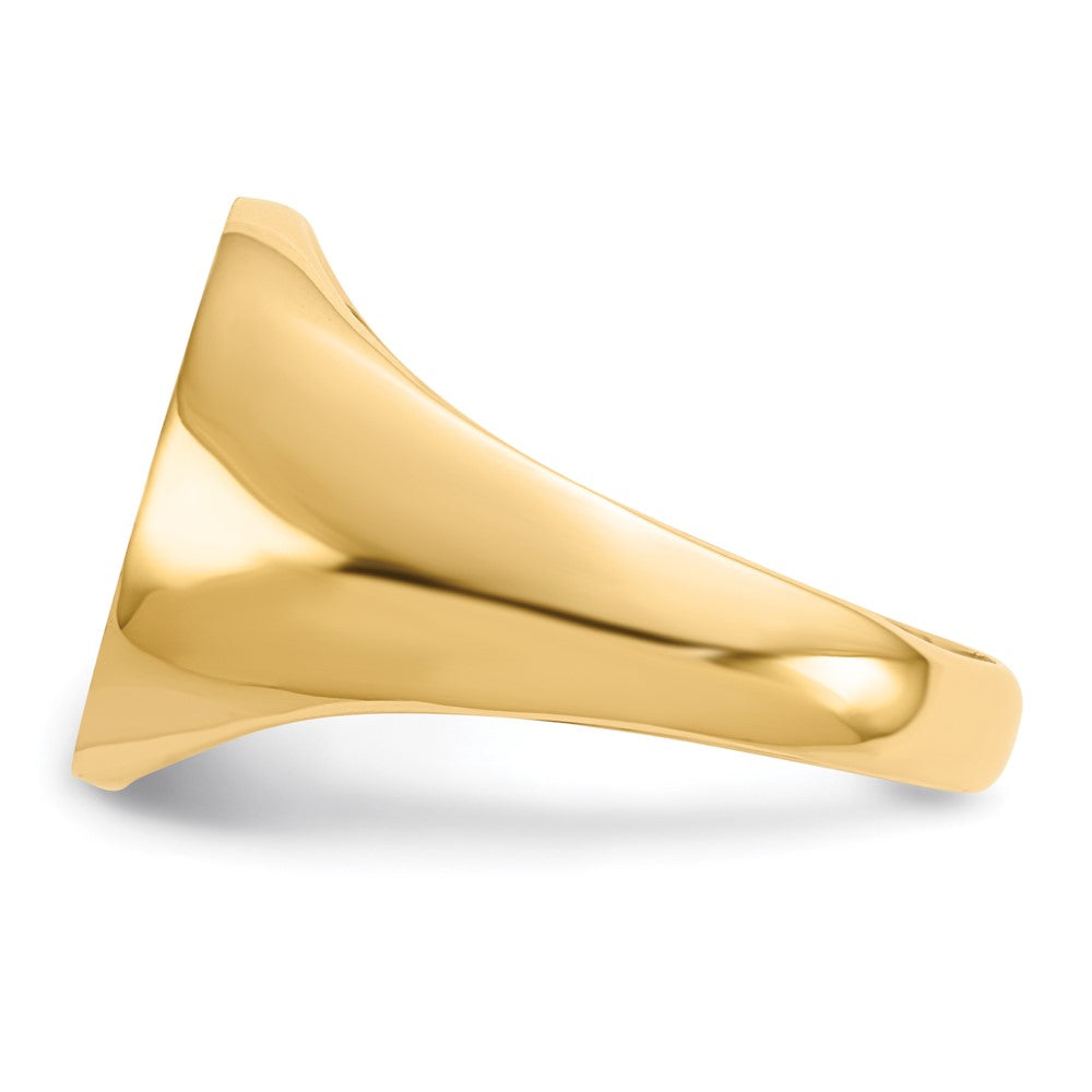 Gold Polished Circle Closed Back Signet Ring — 14x12.5 mm