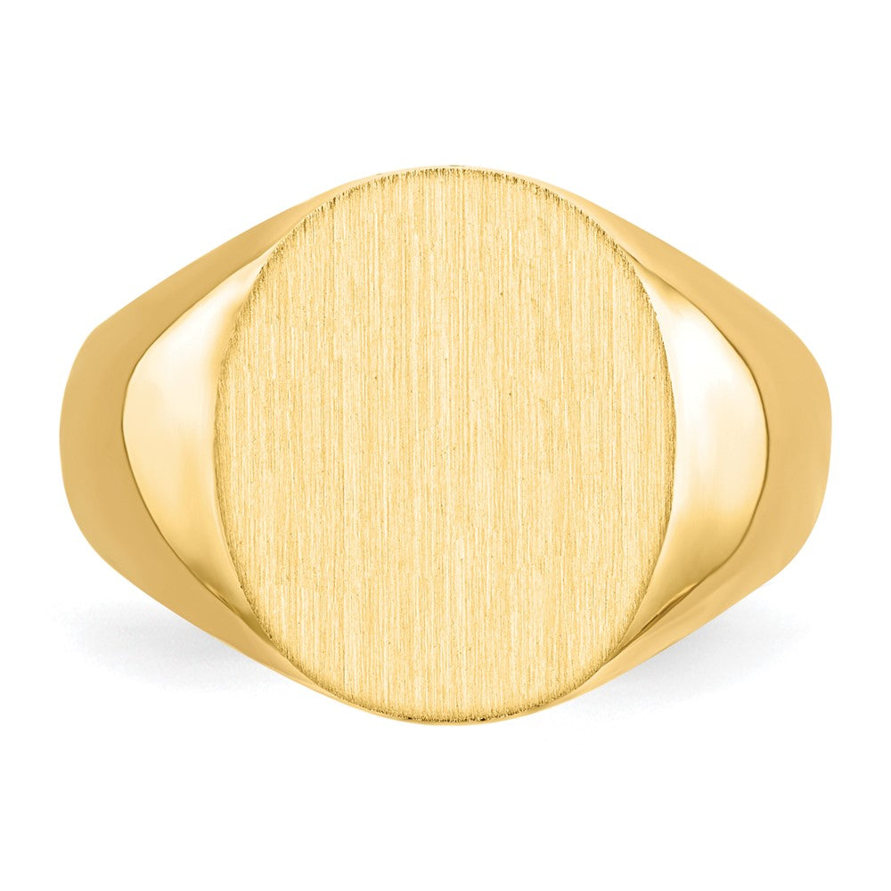 Gold Polished Circle Closed Back Signet Ring — 14x12.5 mm
