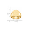 Gold Polished Circle Closed Back Signet Ring — 14x12.5 mm