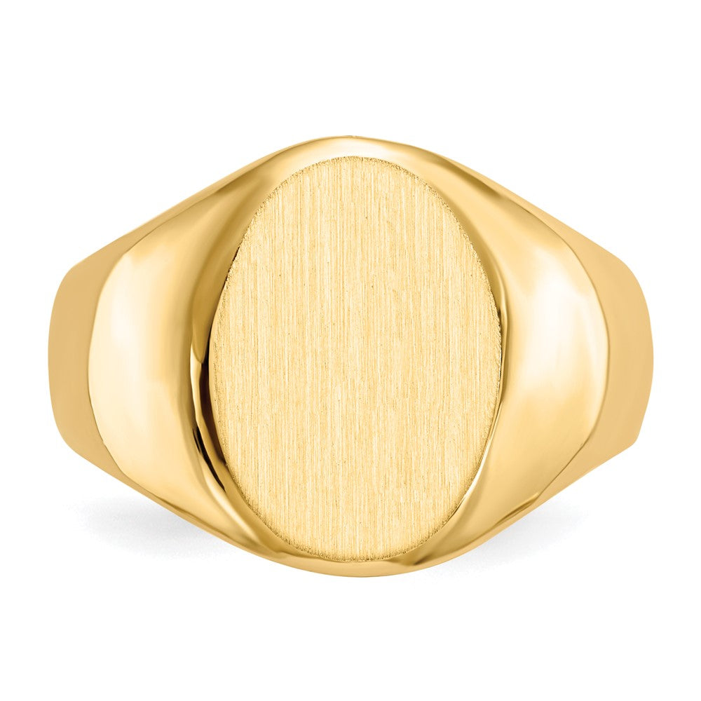 Gold Polished Circle Closed Back Signet Ring — 15x11 mm