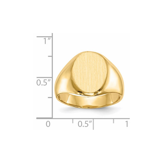 Gold Polished Circle Closed Back Signet Ring — 15x11 mm