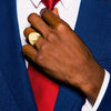 Gold Polished Circle Closed Back Signet Ring — 16.5x13.5 mm