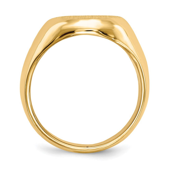 Gold Polished Circle Closed Back Signet Ring — 16.5x13.5 mm