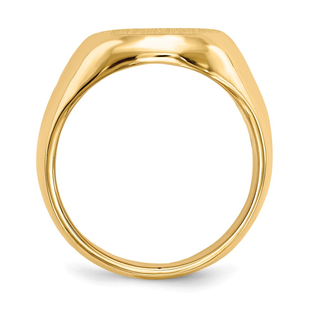 Gold Polished Circle Closed Back Signet Ring — 16.5x13.5 mm