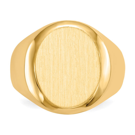 Gold Polished Circle Closed Back Signet Ring — 16.5x13.5 mm