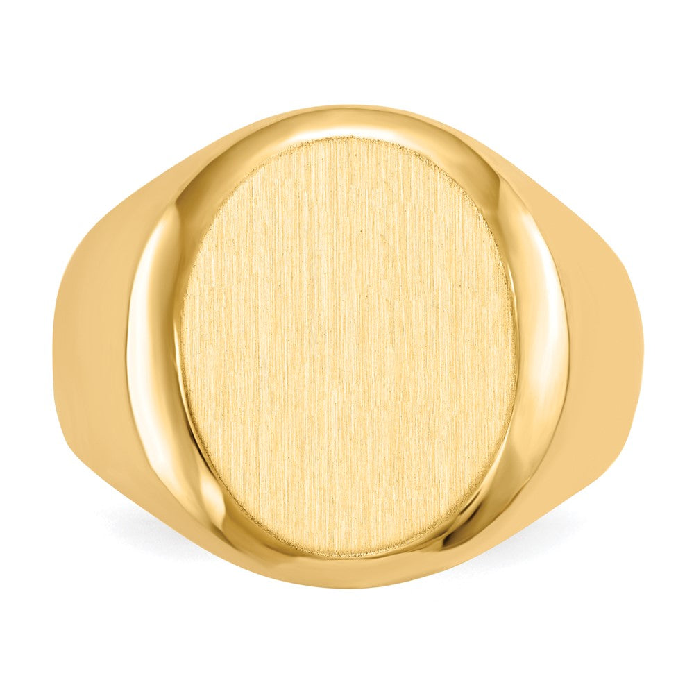 Gold Polished Circle Closed Back Signet Ring — 16.5x13.5 mm