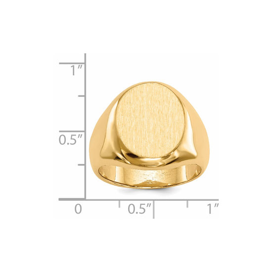 Gold Polished Circle Closed Back Signet Ring — 16.5x13.5 mm