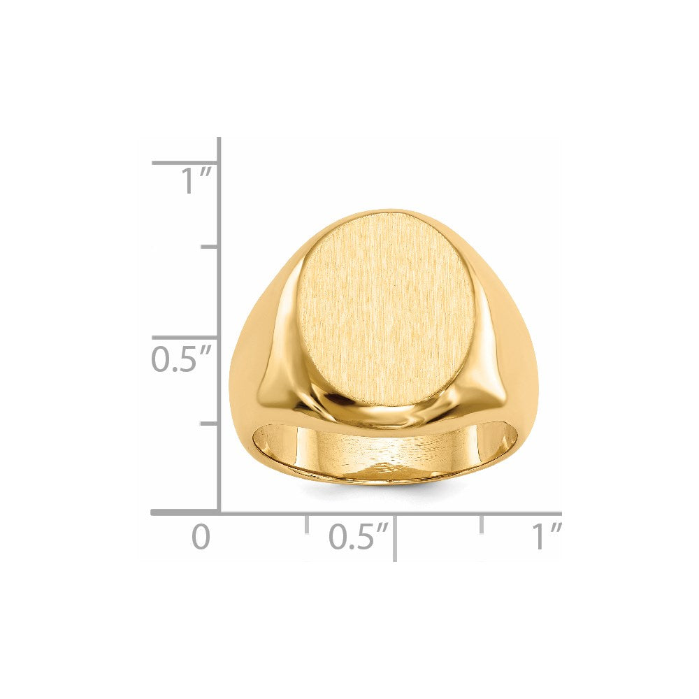 Gold Polished Circle Closed Back Signet Ring — 16.5x13.5 mm