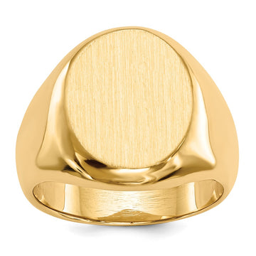 Gold Polished Circle Closed Back Signet Ring — 16.5x13.5 mm