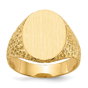 14k 13.0x17.0mm Closed Back Mens Signet Ring