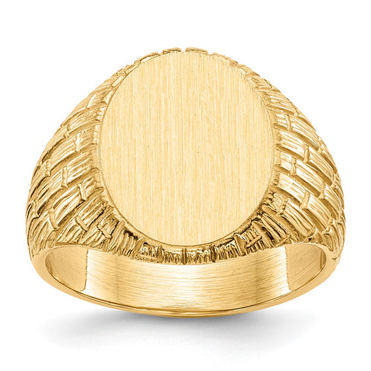14k 12.0x15.0mm Closed Back Mens Signet Ring