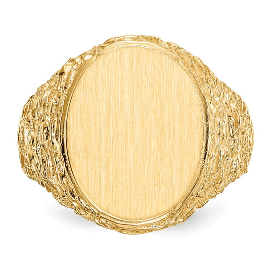 14k 14.0x17.0mm Open Back Mens Signet Ring