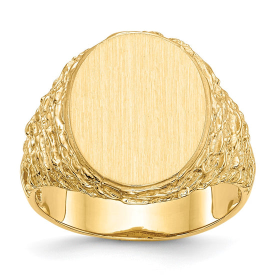 14k 14.0x17.0mm Open Back Mens Signet Ring