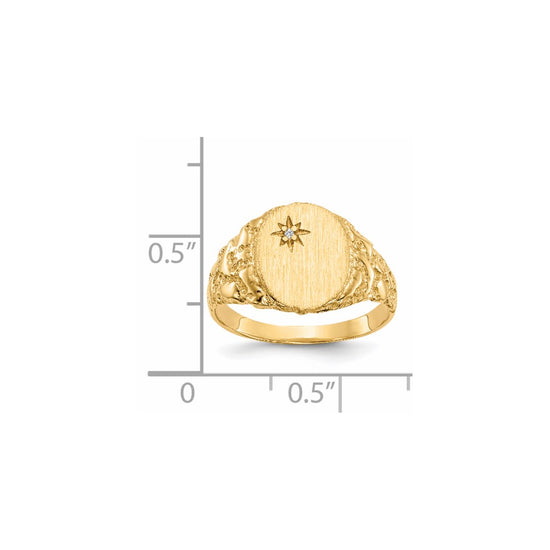 Gold Polished Diamond Signet Ring