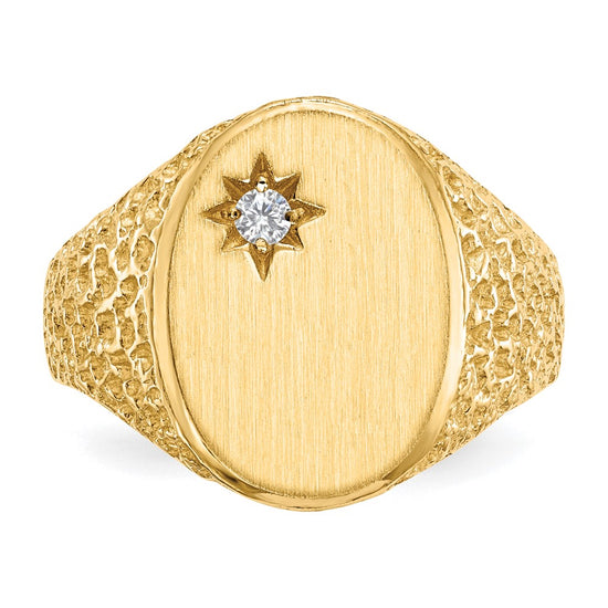 Gold Polished Diamond Signet Ring