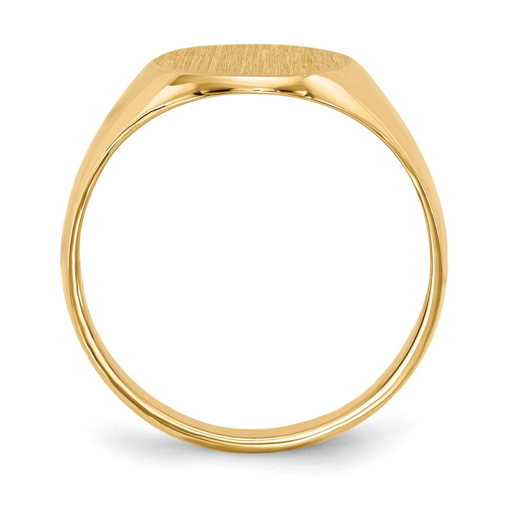 Gold Polished Circle Closed Back Signet Ring — 14x10 mm