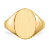 Gold Polished Circle Closed Back Signet Ring — 14x10 mm