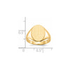 Gold Polished Circle Closed Back Signet Ring — 14x10 mm