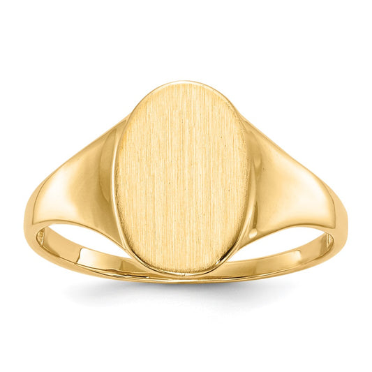 Gold Polished Tall Oval Open Back Signet Ring