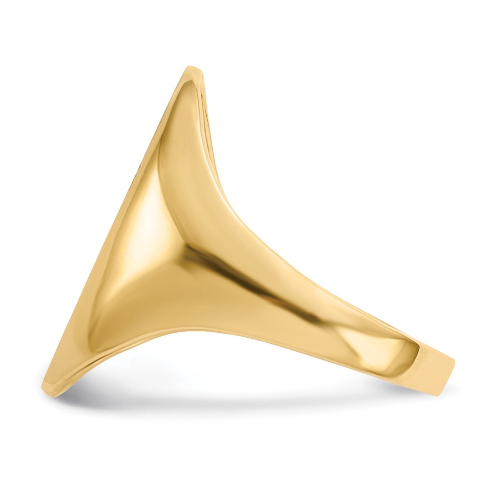 Gold Polished Tall Oval Open Back Signet Ring