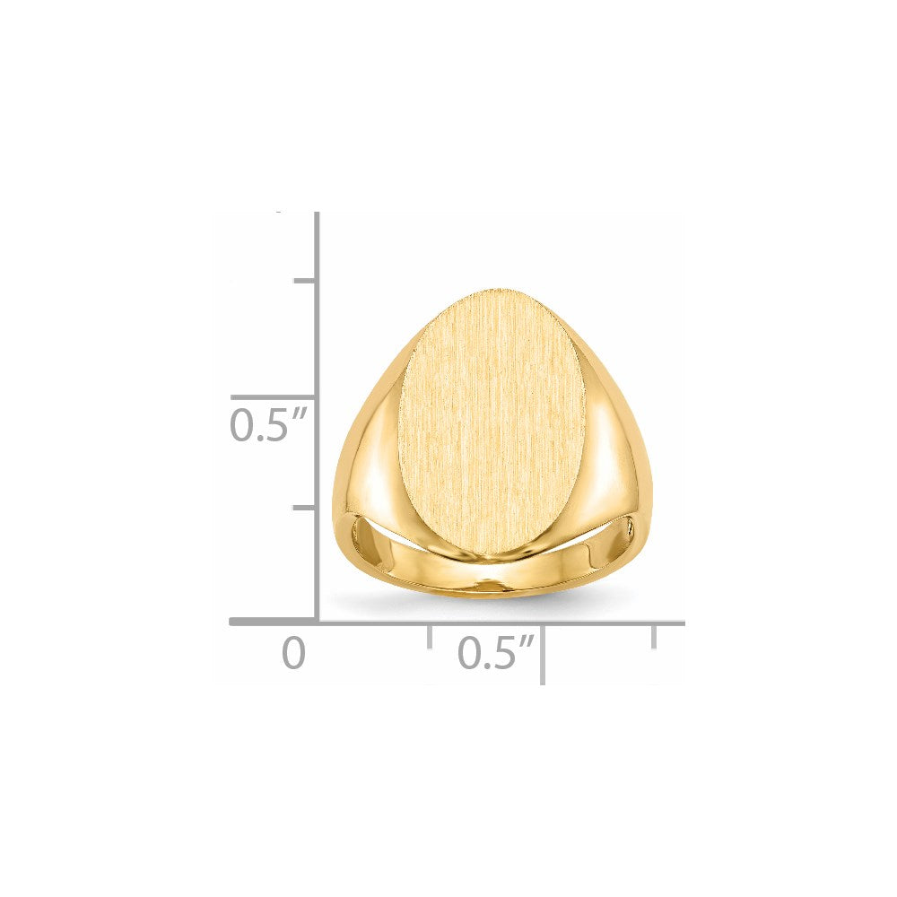 Gold Polished Tall Oval Open Back Signet Ring